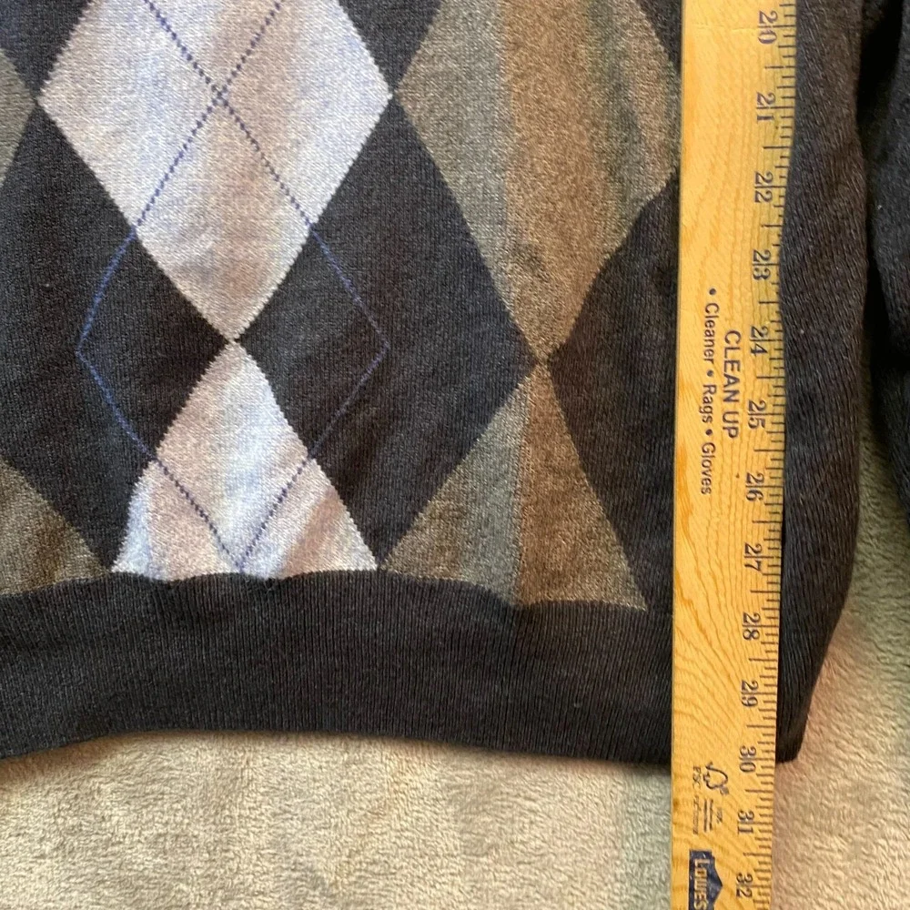 Dockers Mens Sweater 3XLT Black Argyle Crewneck Acrylic Big Tall